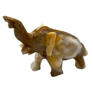 Vintage Elephant Onyx Hand Carved Stone Two Toned 5" L x 4" H x 2-1/4" W